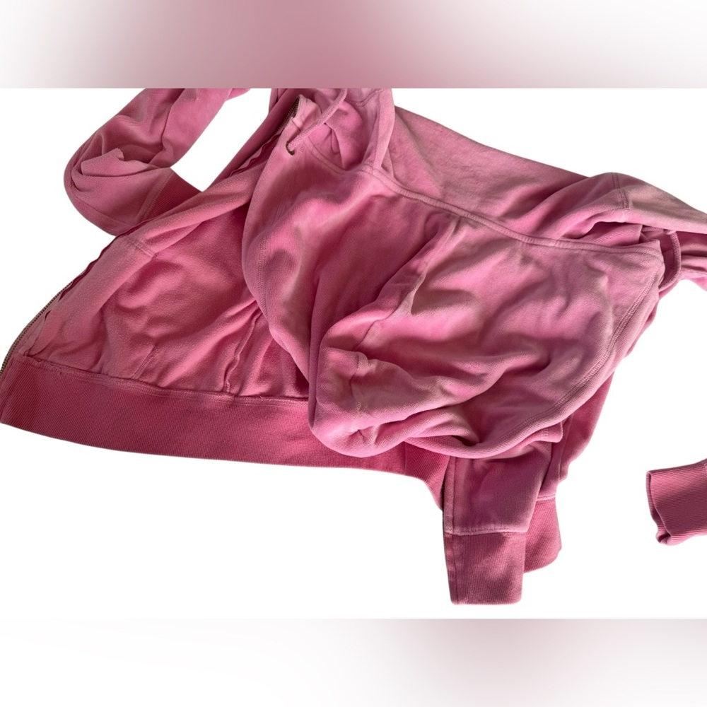 Y2K Victoria's Secret Love Pink Velour Hoodie bubblegum Pink Gold Sequin Medium - Picture 8 of 12